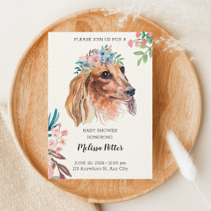 Invitación Dachshund Watercolor Baby Shower