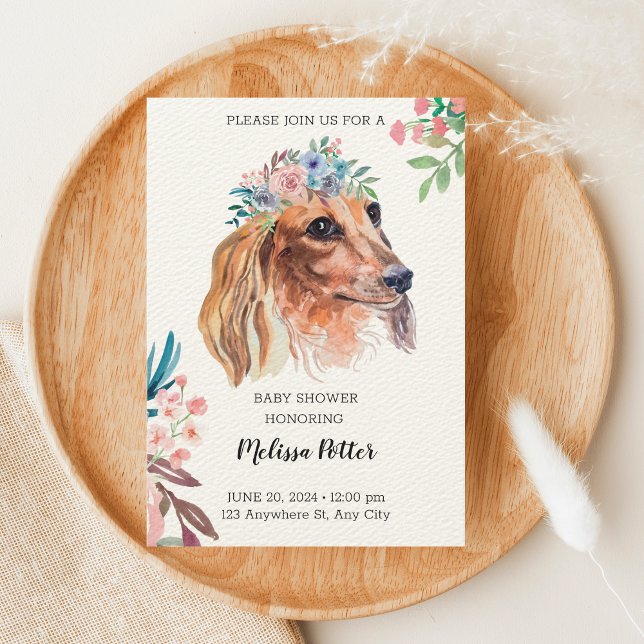 Invitación Dachshund Watercolor Baby Shower (Subido por el creador)