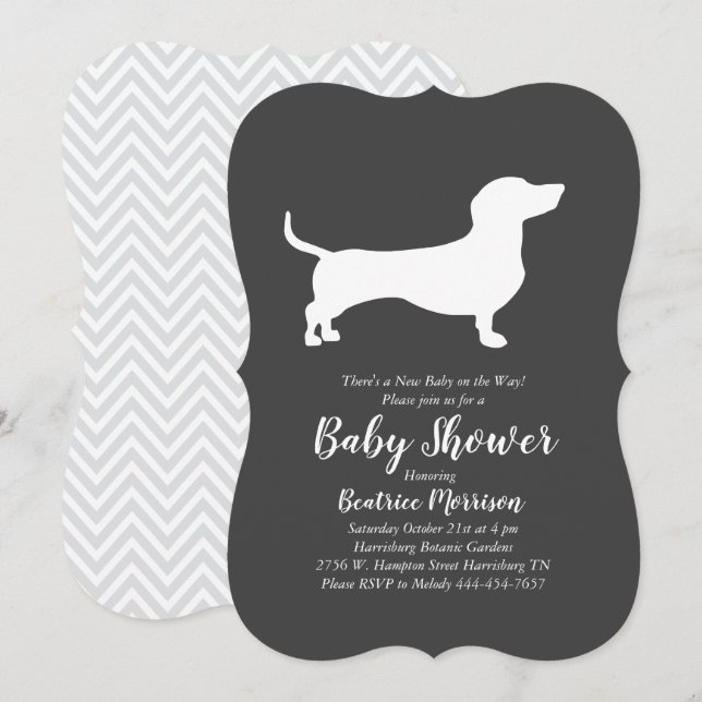 Invitación Dachshund Weiner Perro Baby Shower Sexo Neutral (Anverso / Reverso)