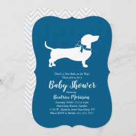 Invitación Dachshund Wiener Dog Baby Shower Blue Boy