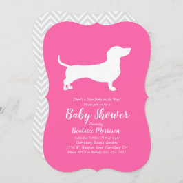 Invitación Dachshund Wiener Dog Chica rosa Baby Shower