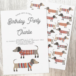 Invitación Dachshund Wiener Sausage Partido del Cumpleaños de
