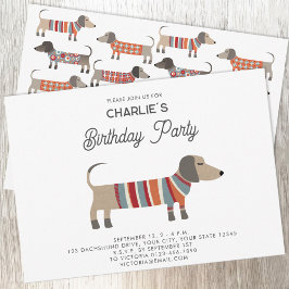 Invitación Dachshund Wiener Sausage Partido del Cumpleaños de