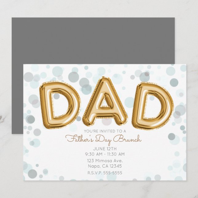 Invitación DAD Globos de oro Día del Padre Brunch Gris modern (Anverso / Reverso)