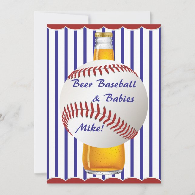 Invitación Daddy Shower Beer Béisbol y bebés (Anverso)