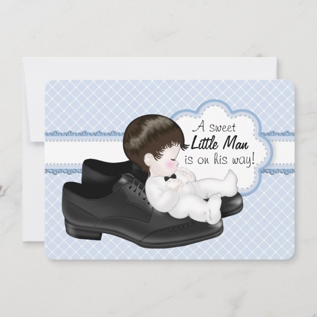 Invitación Daddys Shoes Little Man Baby Shower (Anverso)