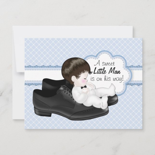 Invitación Daddys Shoes Little Man Baby Shower (Anverso)