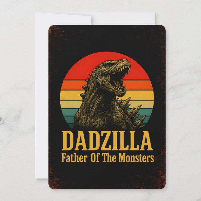 Invitación Dadzilla Padre de los Monstruos Día del Padre (Anverso)