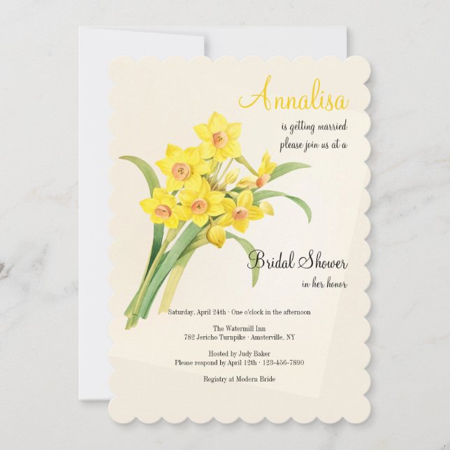 Invitación Daffodil Bouquet Bridal Shower (Anverso)