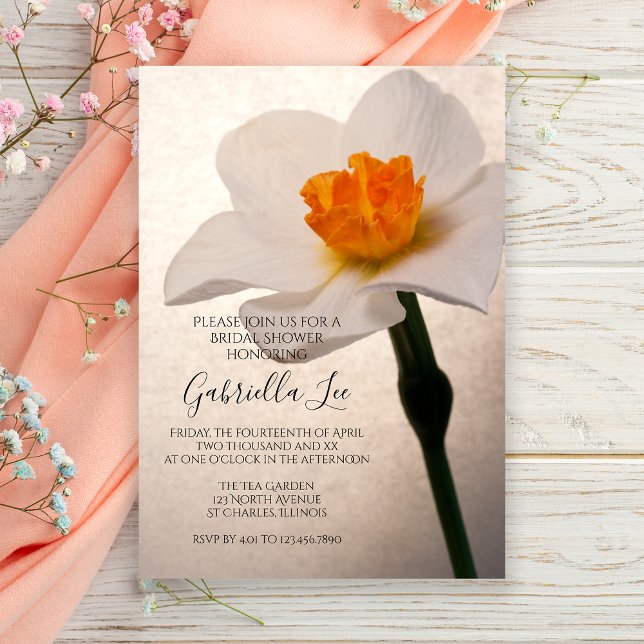 Invitación Daffodil Primavera Blanca Flor Ducha de Novias (Subido por el creador)