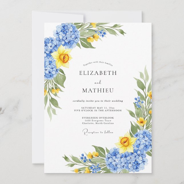 Invitación Daffodil Yellow Refreshing Spring Wedding (Anverso)