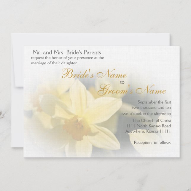 Invitación Daffodils Boda Floral (Anverso)