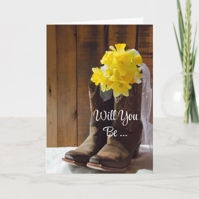 Invitación Daffodils Cowboy Boots Serás Mi Novia (Anverso)