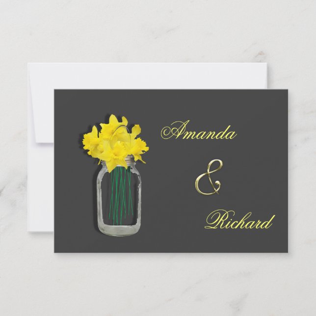 Invitación Daffodils de boda de primavera invita Mason Jar (Anverso)