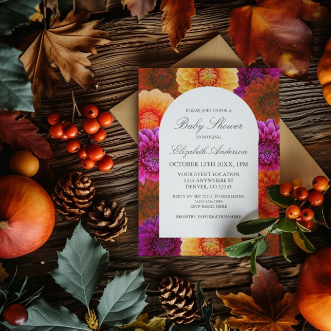 Invitación Dahlia Autumn Floral Baby Shower (Subido por el creador)