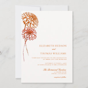 Invitación Dahlia Bold Floral Art Sketch Modern Fall Wedding