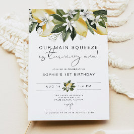 Invitación DAHLIA Cute Aquarelle Limón Primer Cumpleaños