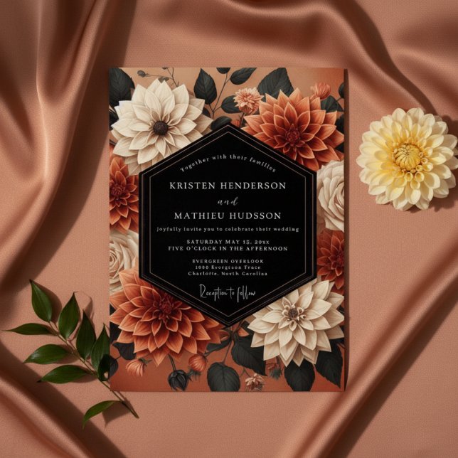 Invitación Dahlia de Terracota Romance de Otoño Boda (Subido por el creador)