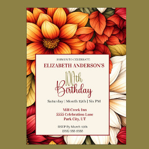 Invitación Dahlia Flor de Otoño Cumpleaños 100