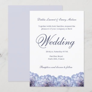 Invitación Dahlia Flores Blancas Lilac Elegante Boda Floral