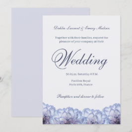 Invitación Dahlia Flowers Lilac Blue Elegal Boda Floral