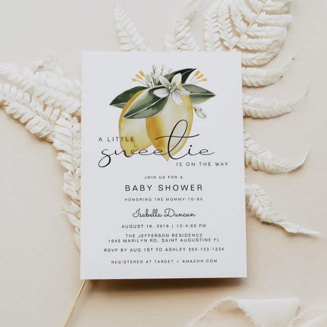 Invitación DAHLIA Lemon Citrus Fruit Summer Baby Shower (Subido por el creador)