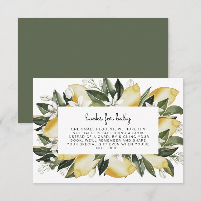 Invitación Dahlia - Libros Baby Shower de cítricos limón para (Anverso / Reverso)