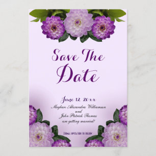 Invitación Dahlia Purple Lavender Lilac Floral Ahorra La Fech