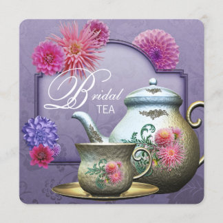 Invitación Dahlia Rosa Púrpura Desayuno Nupcial Té