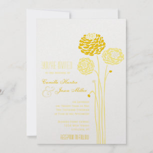 Invitación Dahlia simple - Boda metálico de oro
