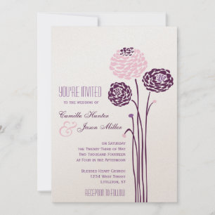 Invitación Dahlia simple - Elegante Boda de berenjenas