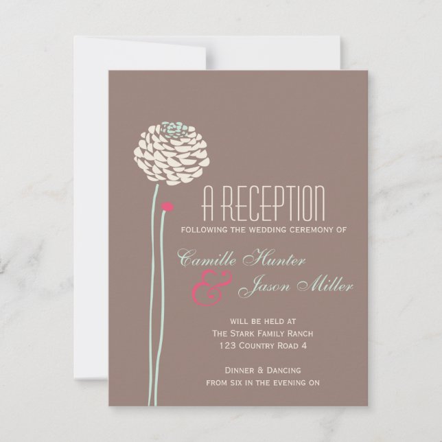 Invitación Dahlia Simple - Recepción Rústica Moderna (Anverso)