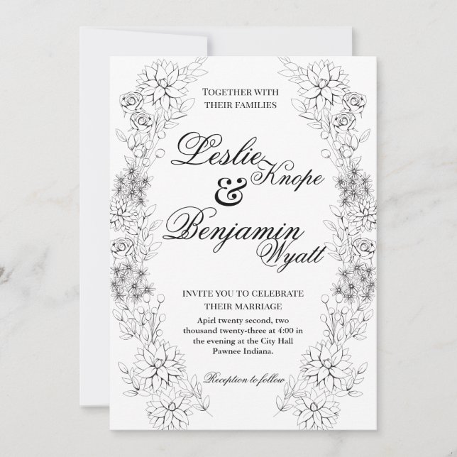 Invitación Dahlia Wreath (Anverso)