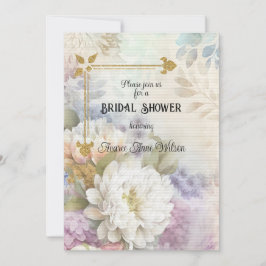 Invitación Dahlias blancas con acentos morados y azules