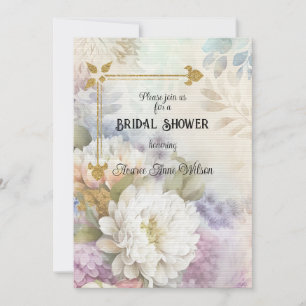 Invitación Dahlias blancas con acentos morados y azules