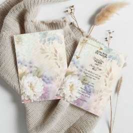 Invitación Dahlias Blancas Con Acentos Púrpura Pastel