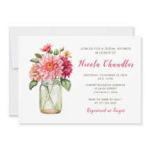 Dahlias rosadas Mason Jar Bridal Shower