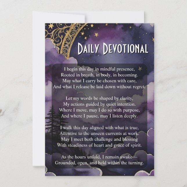 Invitación Daily Devotional Pagan Prayer Pocket Ritual Card (Anverso)