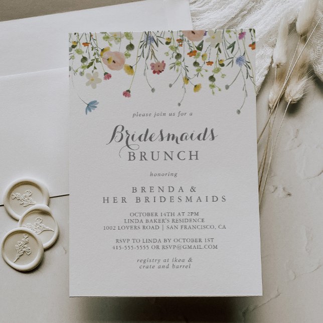 Invitación Dainty Colorty Wild Bridesmaids Ducha Brunch (Subido por el creador)