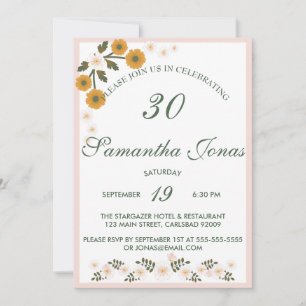 Invitación Dainty corean polvoriento rosa salvaje blanco 30 c