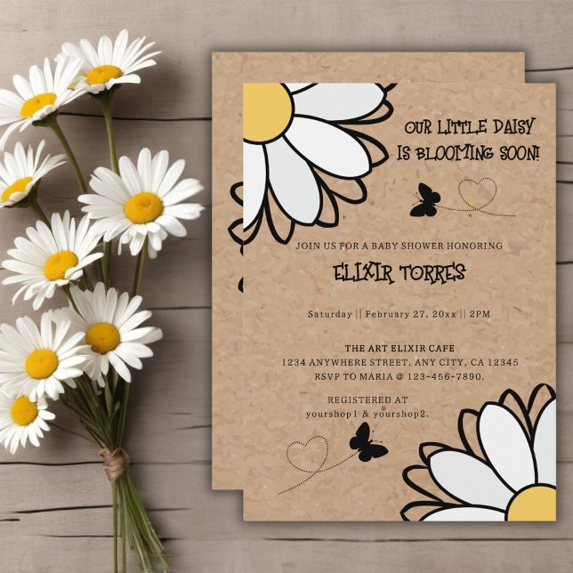Invitación Dainty Daisy Minimalista Craft Baby Shower (Subido por el creador)