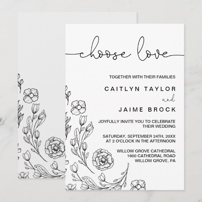 Invitación Dainty Elegance Elegir Boda de amor (Anverso / Reverso)