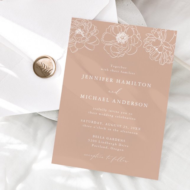 Invitación Dainty Floral Blushed Terracotta Wedding (Subido por el creador)