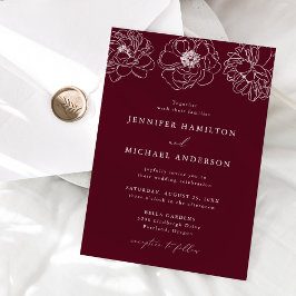 Invitación Dainty Floral Burgundy Boda