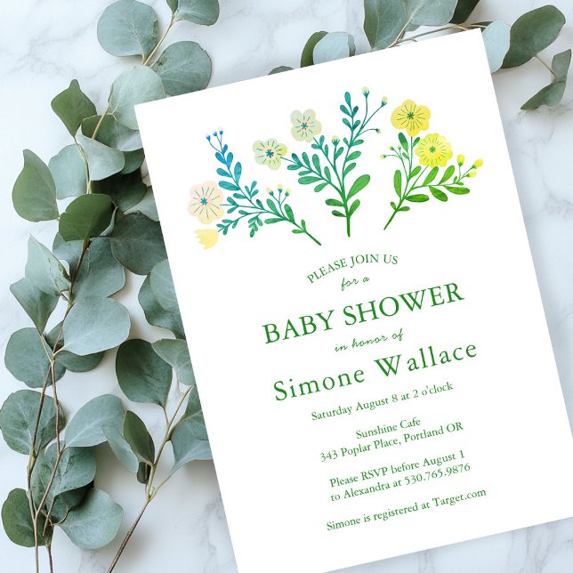 Invitación Dainty Florals Elegant Moda PERSONALIZADO BABY SHO (Dainty Florals Elegant Chic CUSTOM BABY SHOWER Invitation
)