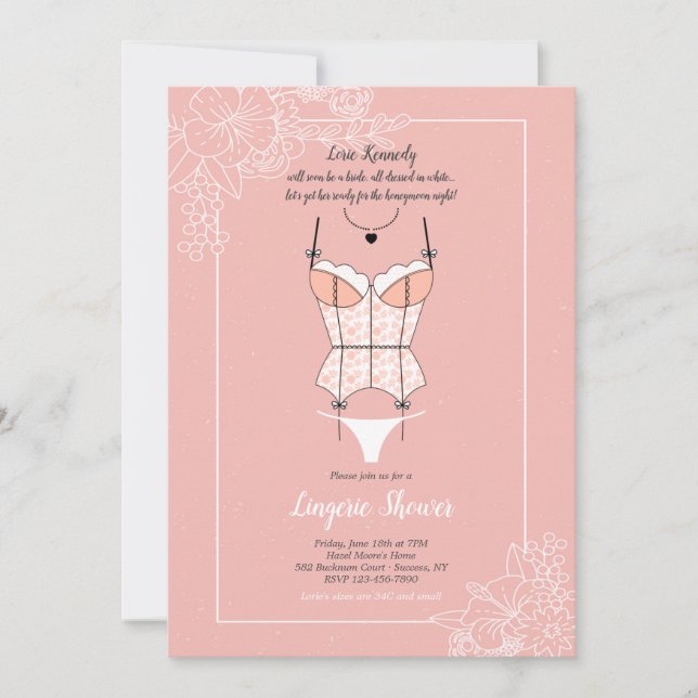 Invitación Dainty Lingerie Bridal Shower (Anverso)