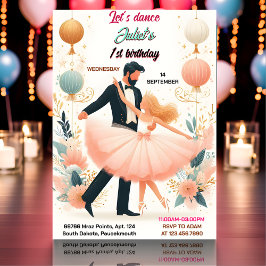 Invitación Dainty Pink Tutu Moda Chicas Ballerina 1er cumplea