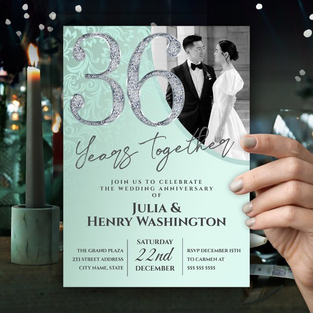 Invitación Dainty Soft Mint Verde 36º Aniversario de Boda   (Subido por el creador)