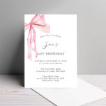 Invitación Dainty Watercolor Pink Bow 21º cumpleaños<br><div class="desc">Diseñada para coordinar con nuestra colección de cintas rosadas, esta invitación de 21 años presenta una magnífica cinta seda en tonos rosa acuarela. Para una personalización más avanzada de este diseño, por ejemplo, cambiar el diseño, el tamaño de letra o el tamaño del texto, haga clic en el botón "PERSONALIZAR"...</div>