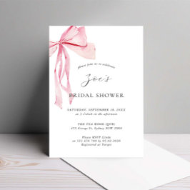 Invitación Dainty Watercolor Pink Bow Bridal Shower